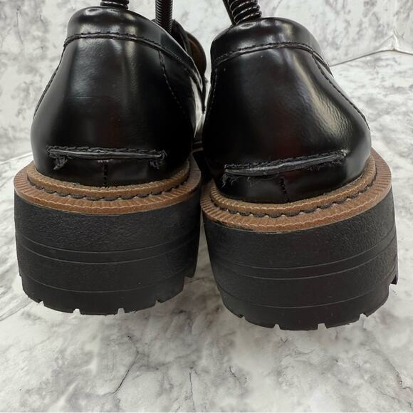 SAM EDELMAN Laurs Lug-Sole Tailored Loafer Flats Leather Black Chunky WMS Sz 8 - Picture 9 of 16